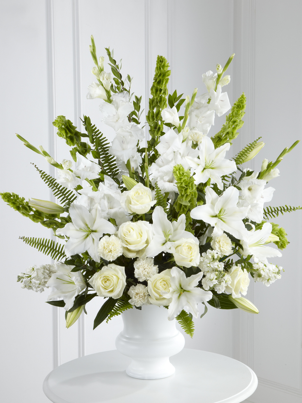 White Lilies & Roses in Container